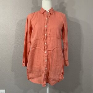 J JIll Shirt Womens Petite XS‎ Love Linen Button Up Long Sleeve Tunic Shirt